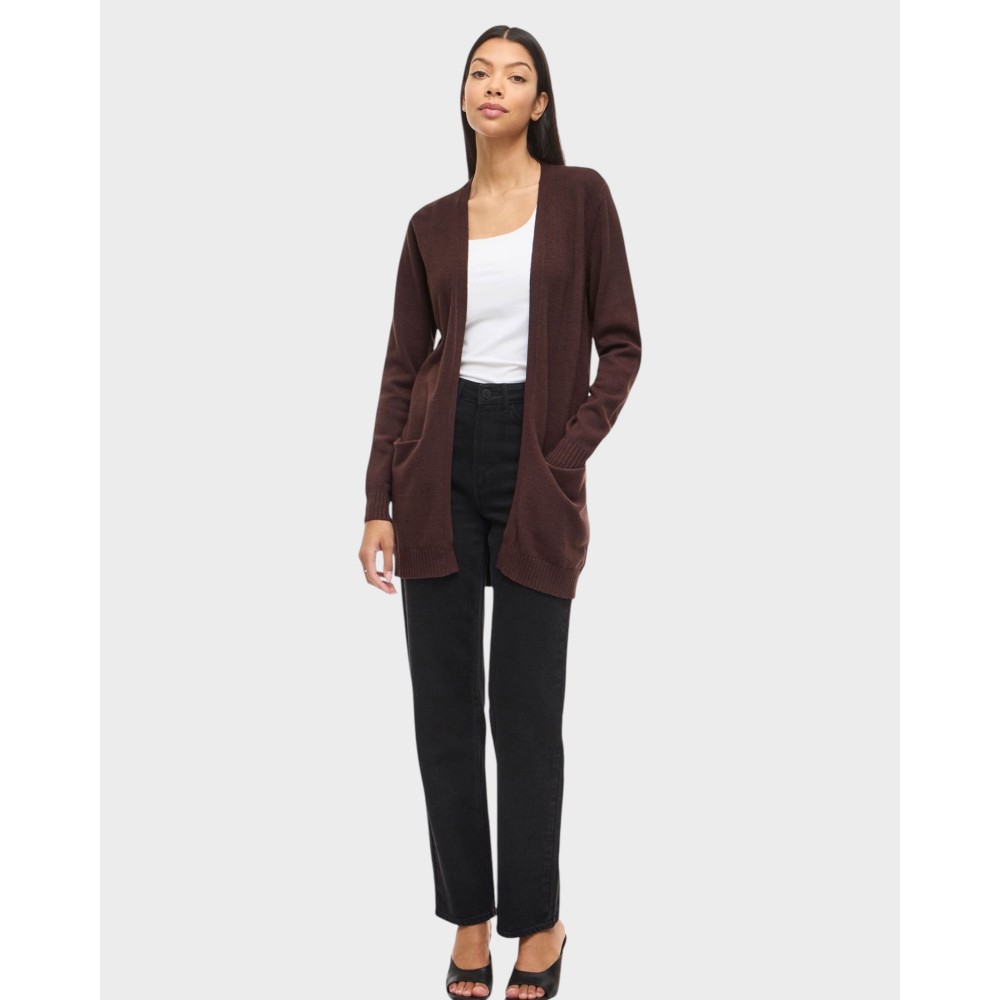 Viril open L/S knit cardigan - Coffee Bean