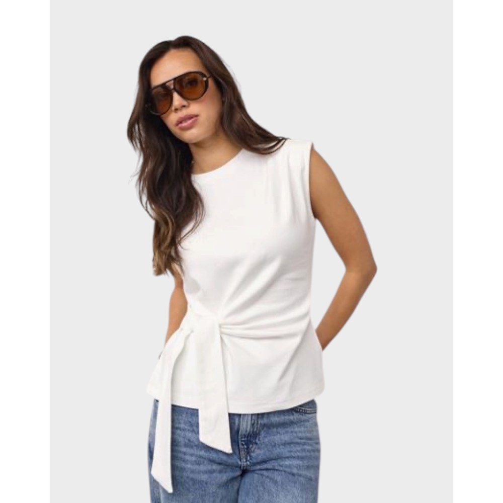 Oriane pleat tie top - White
