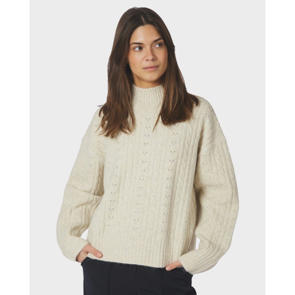 Anda Cable Knit Blouse - Ivory