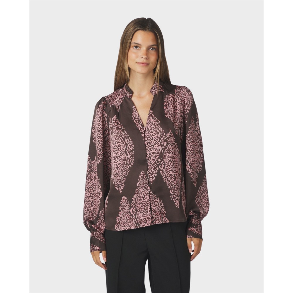 Massima Paisley Drop Blouse - Brown/Evening Rose