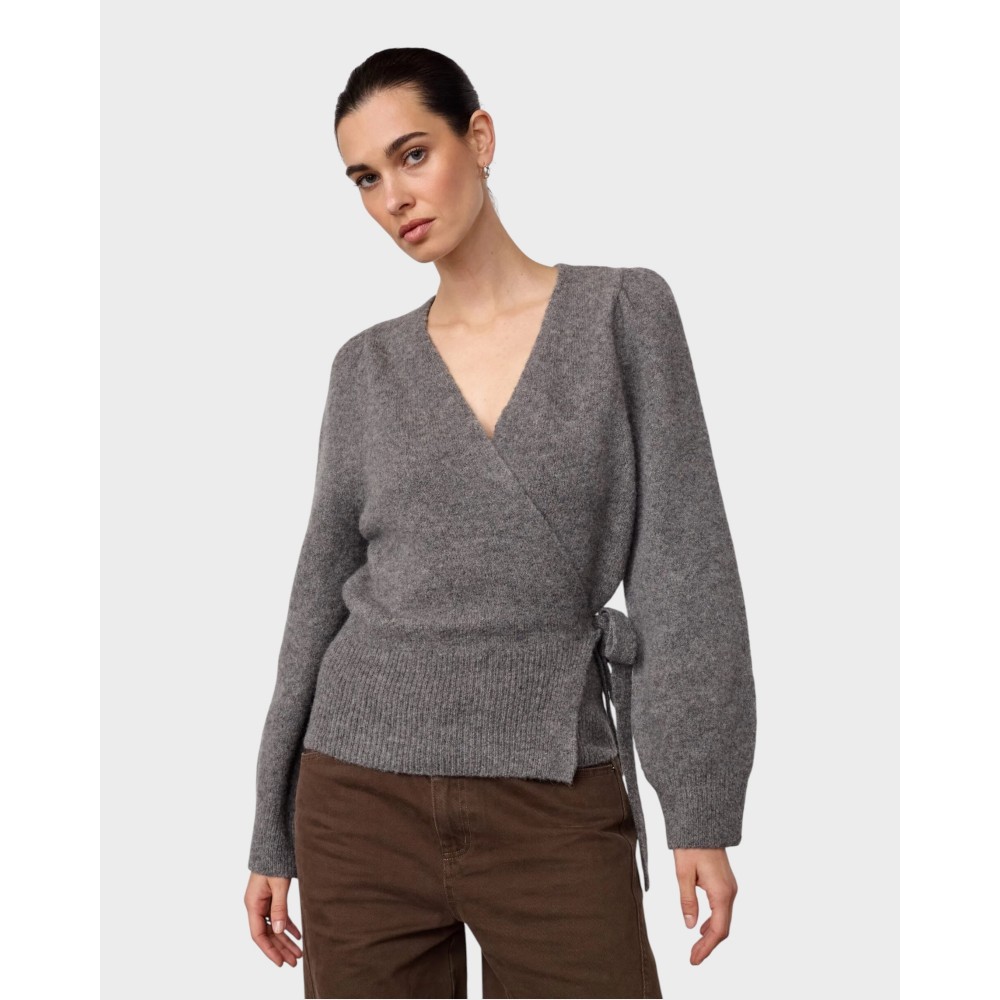 Roger Wrap Cardigan - Grey Melange