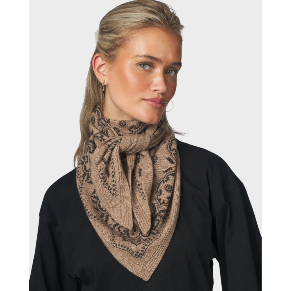 Lolana Paisley Knit Scarf - Beige Melange