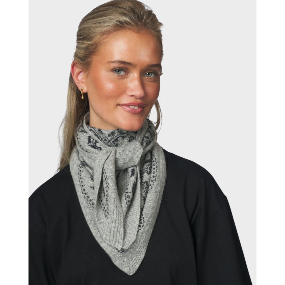 Lolana Paisley Knit Scarf - Grey Melange