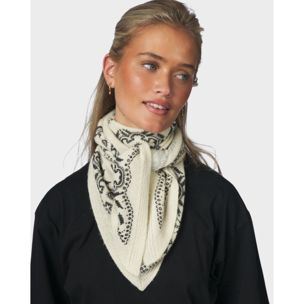 Lolana Paisley Knit Scarf - Off White