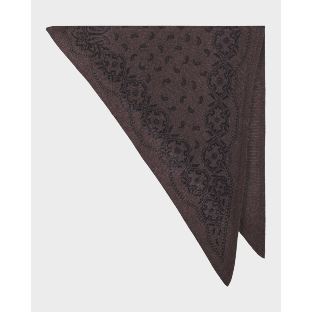 Lolana Paisley Knit Scarf - Brown Melange