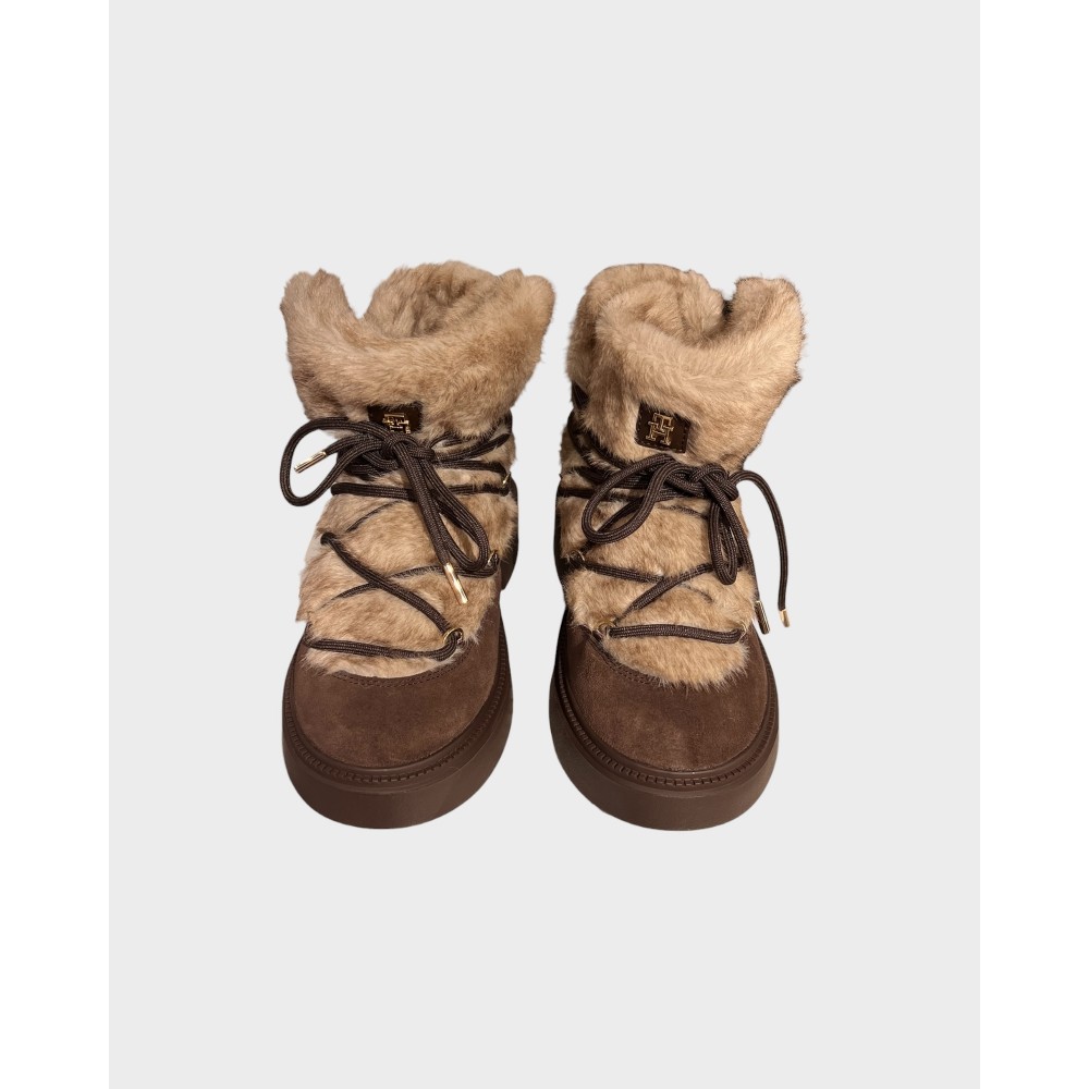 Fur Suede Lace-up Snow Boot - Fondant Brown
