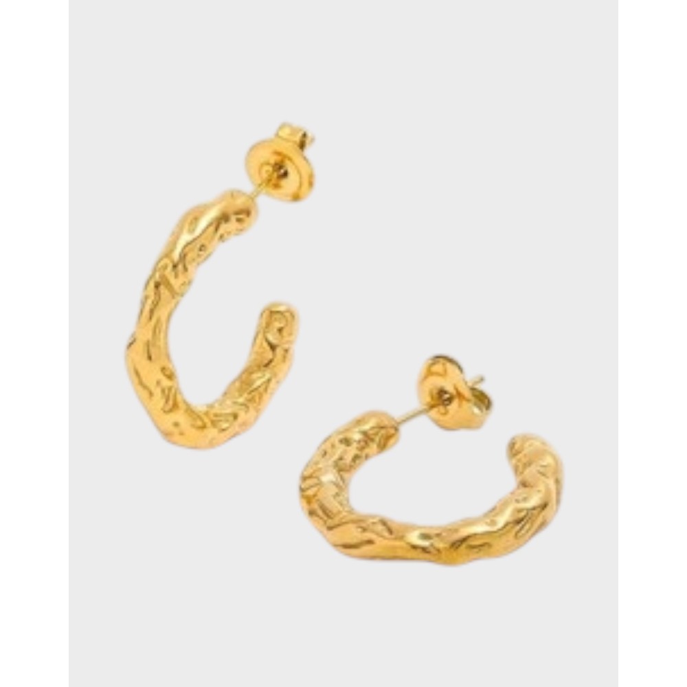 Fia Textured Earrings Small – 18K Gold Plated