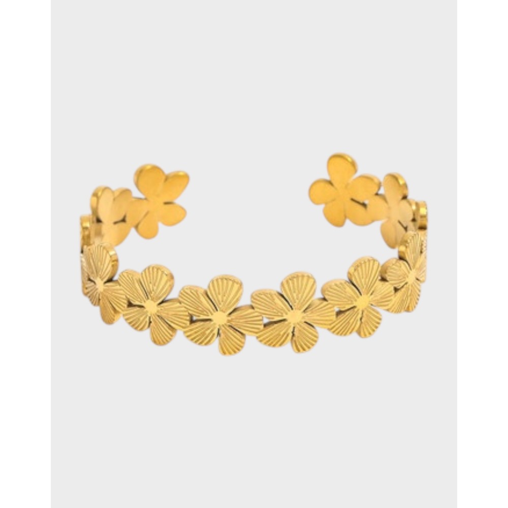 Flora Flower Cuff Bracelet – 18K Gold Plated