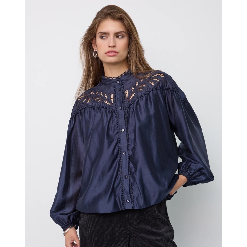 Melin Balloon Lace Shirt - Navy