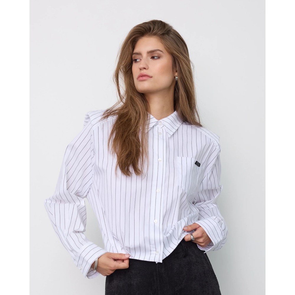 Riven Schoulder Shirt - White
