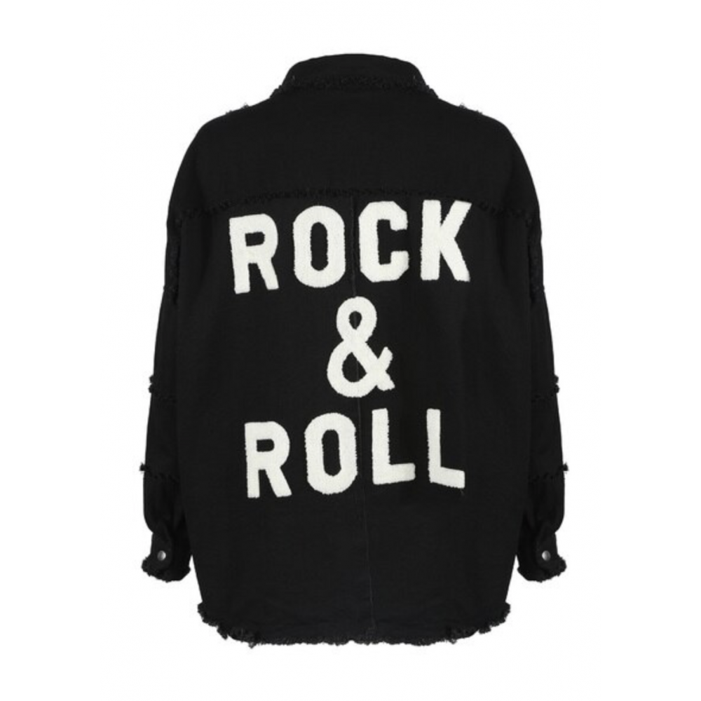 Rock & Roll Embossed Denim Oversize Jacket 