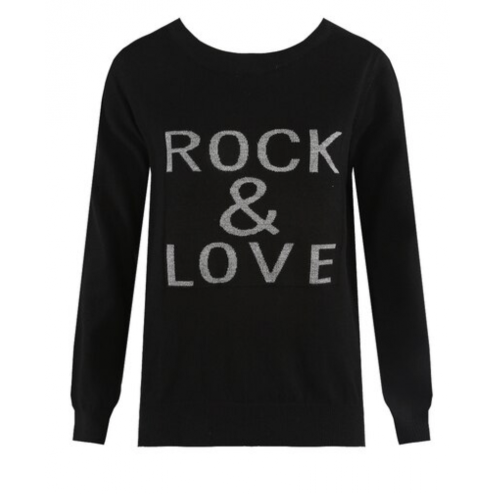 Rock & Love Slogan Ribbed Jumper