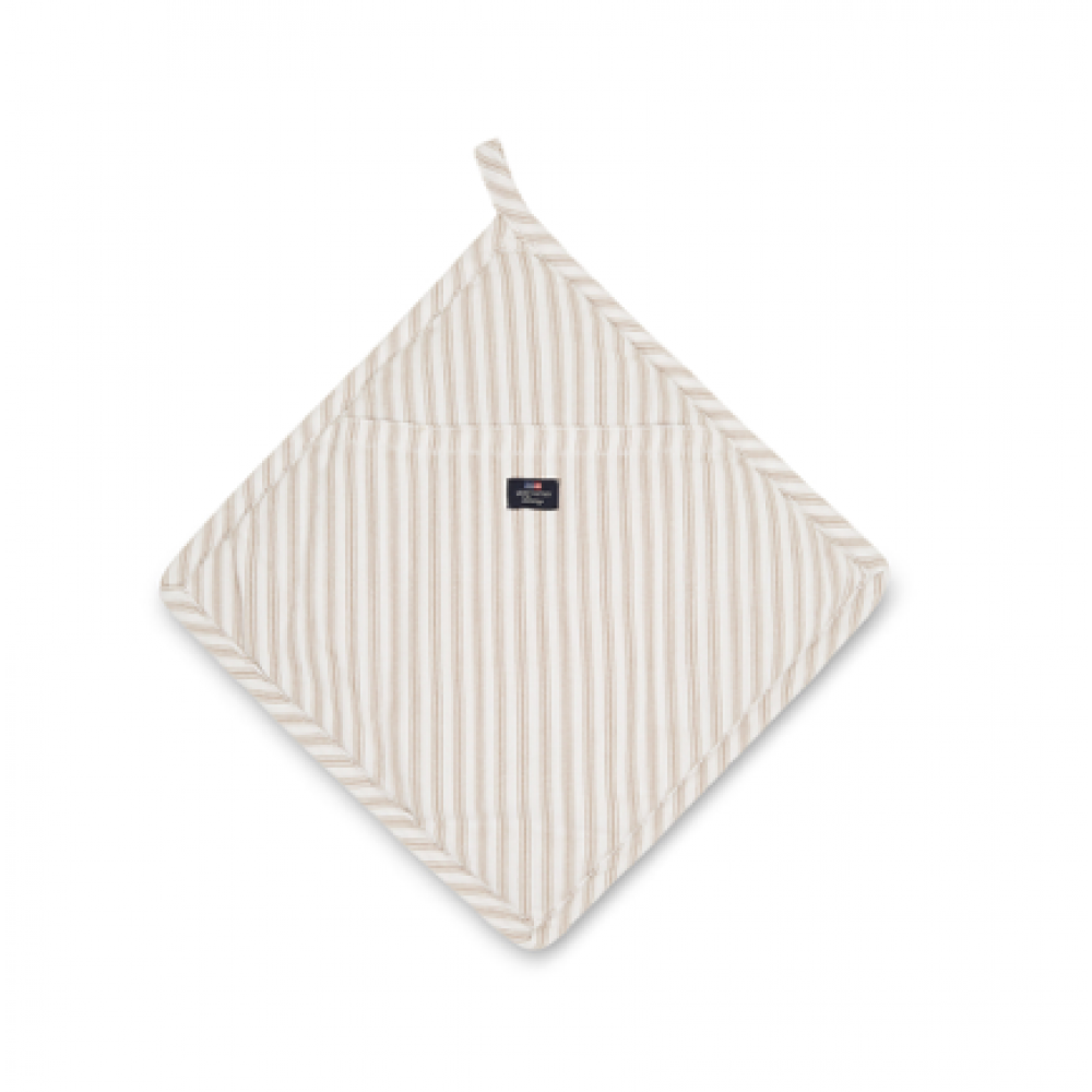 Icons Cotton Herringbone Striped Potholder, Beige/white