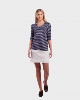 VeraRibHalfSleeveNavyWhite-20