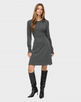 VikerryONeckLSKableKnitDressDarkGreyMelange-20