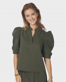 RoellaHeavySateenBlouseDeepGreen-20