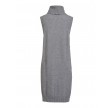 Viril long S/L knit vest- medium grey melange