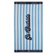 Graphic cotton velour beach towel - blue/white