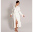 Bamboo ladies shawlcoll robe 130 cm, hvid