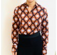 Emily skjorte, orange/mørkeblåt mønster