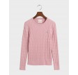 Stretch cotton cable c-neck - Dusty Pink