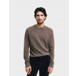 Sweater med crewneck I uldblanding - Dark Hazelnut Melange