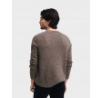 Sweater med crewneck I uldblanding - Dark Hazelnut Melange