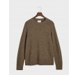 Sweater med crewneck I uldblanding - Dark Hazelnut Melange