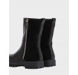 Leather warm lined zip-up boots - Black