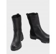Leather warm lined zip-up boots - Black