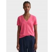 Sunfaded V-Neck SS T-shirt - Magenta Pink