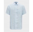 Reg Linen Stripe SS Shirt - Capri Blue