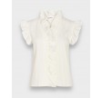 Suede frill top - White