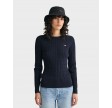 Stretch cotton cable c-neck - Evening Blue