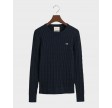 Stretch cotton cable c-neck - Evening Blue
