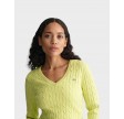 Gant stretch cotton cable v-neck - Pastel Lime