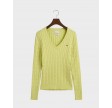 Gant stretch cotton cable v-neck - Pastel Lime