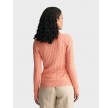 Gant stretch cotton cable C-neck - Peachy Pink