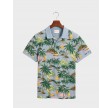 Hawaii Print Polo - Dove Blue