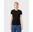 Slim fit ribbed cotton T-shirt - Sort