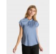 Fleur Drapy Satin Blouse - Dusty Blue