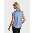 Fleur Drapy Satin Blouse - Dusty Blue