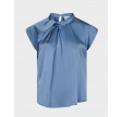 Fleur Drapy Satin Blouse - Dusty Blue