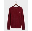 Stretch cotton cable C-neck - Wine red