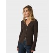 Clara Stitch Knit Blouse - Dark Brown