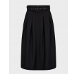 Luna Belt Midi Pleat Skirt - Black