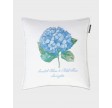 Floral embroidered linen/cotton pillow - White/blue
