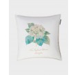 Floral embroidered linen/cotton pillow - White/green