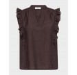 Hera Frill S/S V-top - Dark Brown