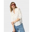 Callum lace puff v-shirt - White